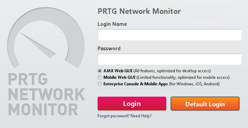 PRTG Login Screen PRTG Login Screen