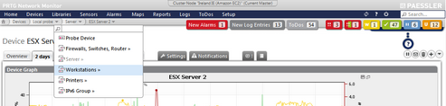 PRTG's Cluster Info, Main Menu, Breadcrumbs, and Global Status Bar PRTG's Cluster Info, Main Menu, Breadcrumbs, and Global Status Bar