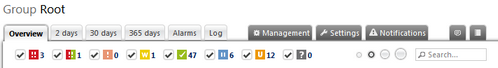PRTG Page Header Bar with Heading, Tabs, Group Status Icons, and Device Tree View Selection PRTG Page Header Bar with Heading, Tabs, Group Status Icons, and Device Tree View Selection