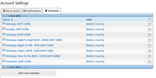 Schedules Settings Schedules Settings