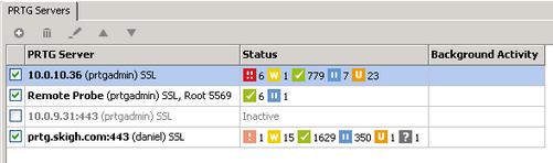 PRTG Servers List in Enterprise Console