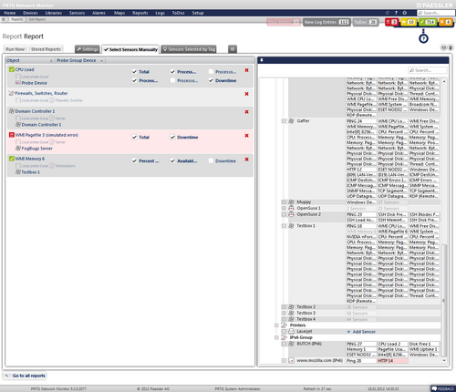 Manual Sensor Selection for Reports Manual Sensor Selection for Reports
