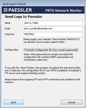 Send Logs to Paessler